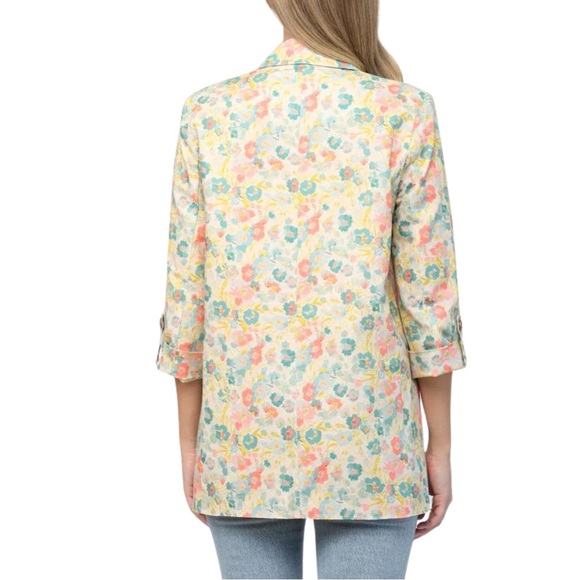 NWT Fate Floral Meet Me in Paris Blazer Jacket Small Open Front Linen Cotton - Picture 6 of 10
